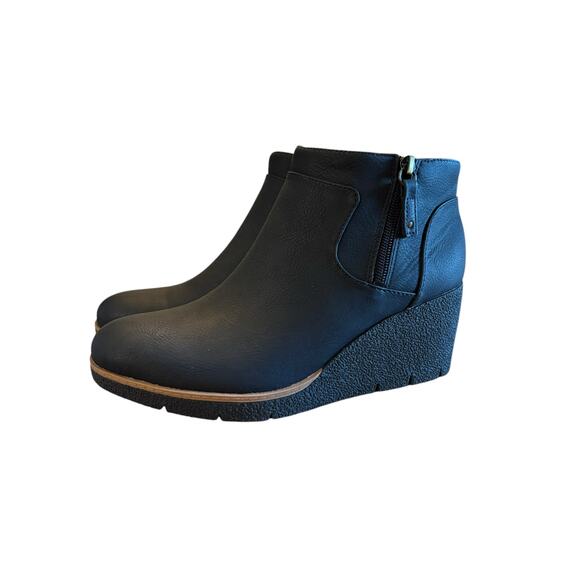 NIB Dr. Scholl's Been There Wedge Boots Women's Size 8.5 M Black Comfort Zip - Picture 7 of 12